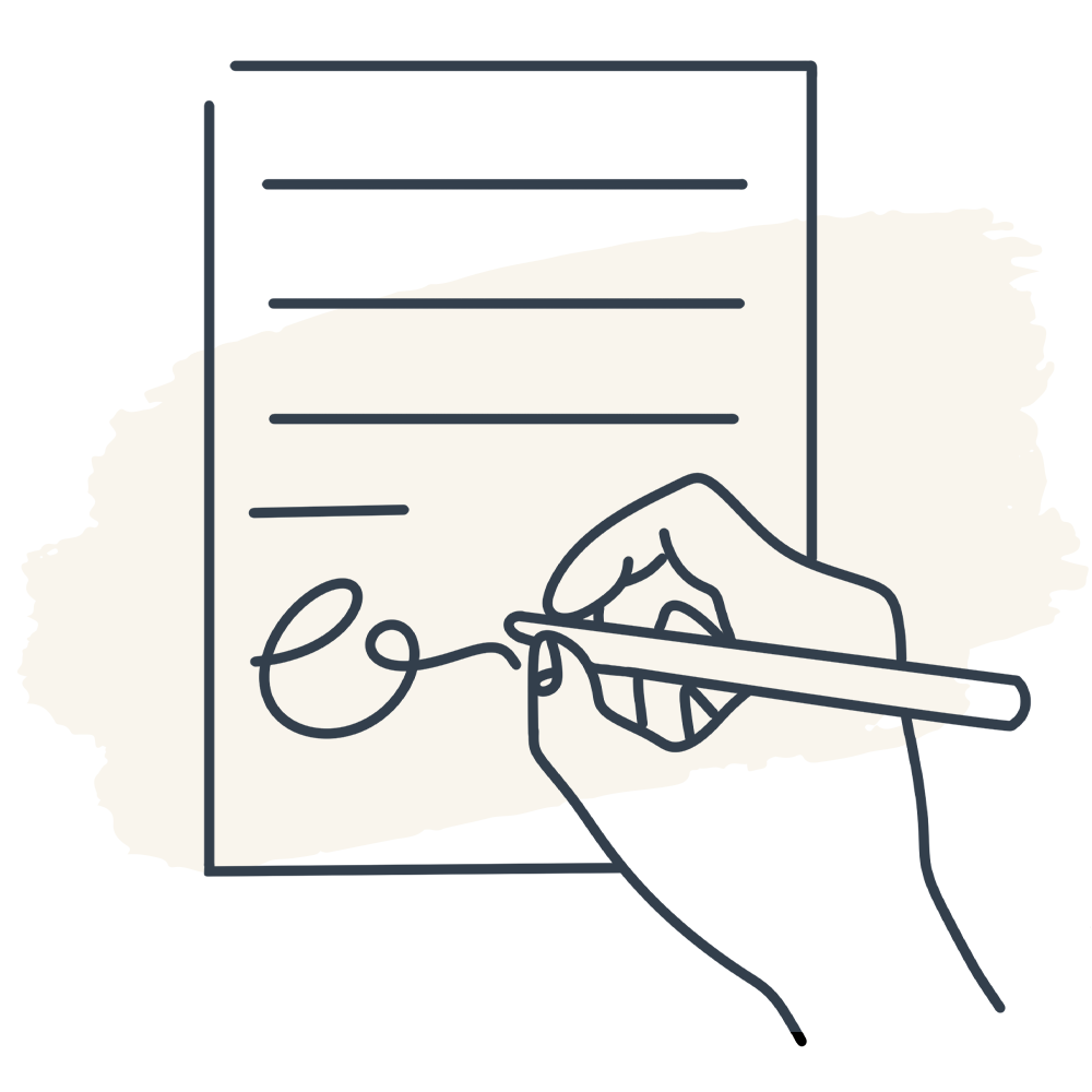 Illustration of a document being signed